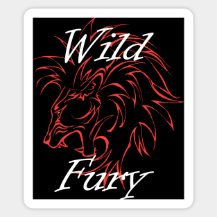 Lion Wild Fury contours red white Sticker